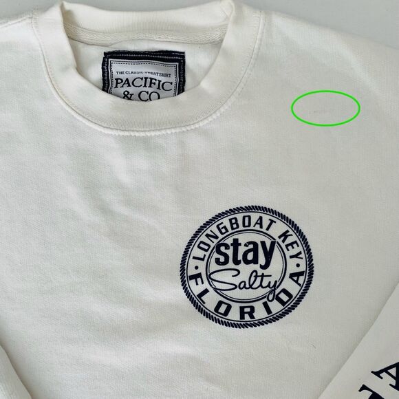 Longboat Key Florida Cropped Sweatshirt Stay Salty Women L White Raw Edge Lounge - Picture 4 of 8